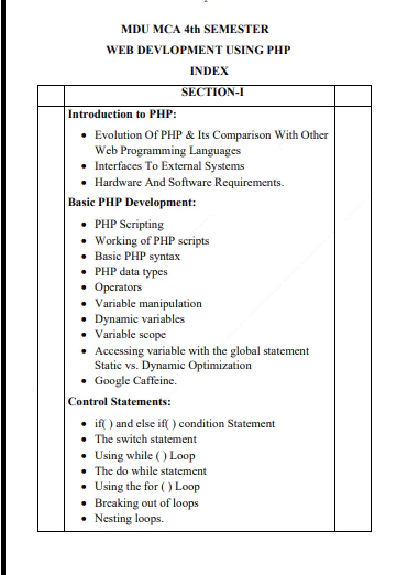 MDU | MCA 4th Semester Web Development Using PHP Notes in English - PDF - Image 2