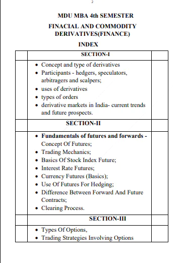 Maharshi Dayanand University | MBA 4th Semester Financial and Commodity Derivatives Notes PDF - Image 2