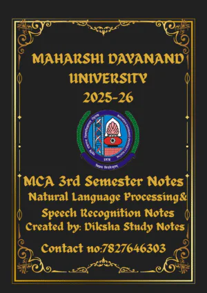 Maharshi Dayanand University | MCA 3rd Semester Natural Language & Speech Recognition Notes PDF