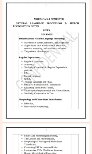 Maharshi Dayanand University | MCA 3rd Semester Natural Language & Speech Recognition Notes PDF - Image 2