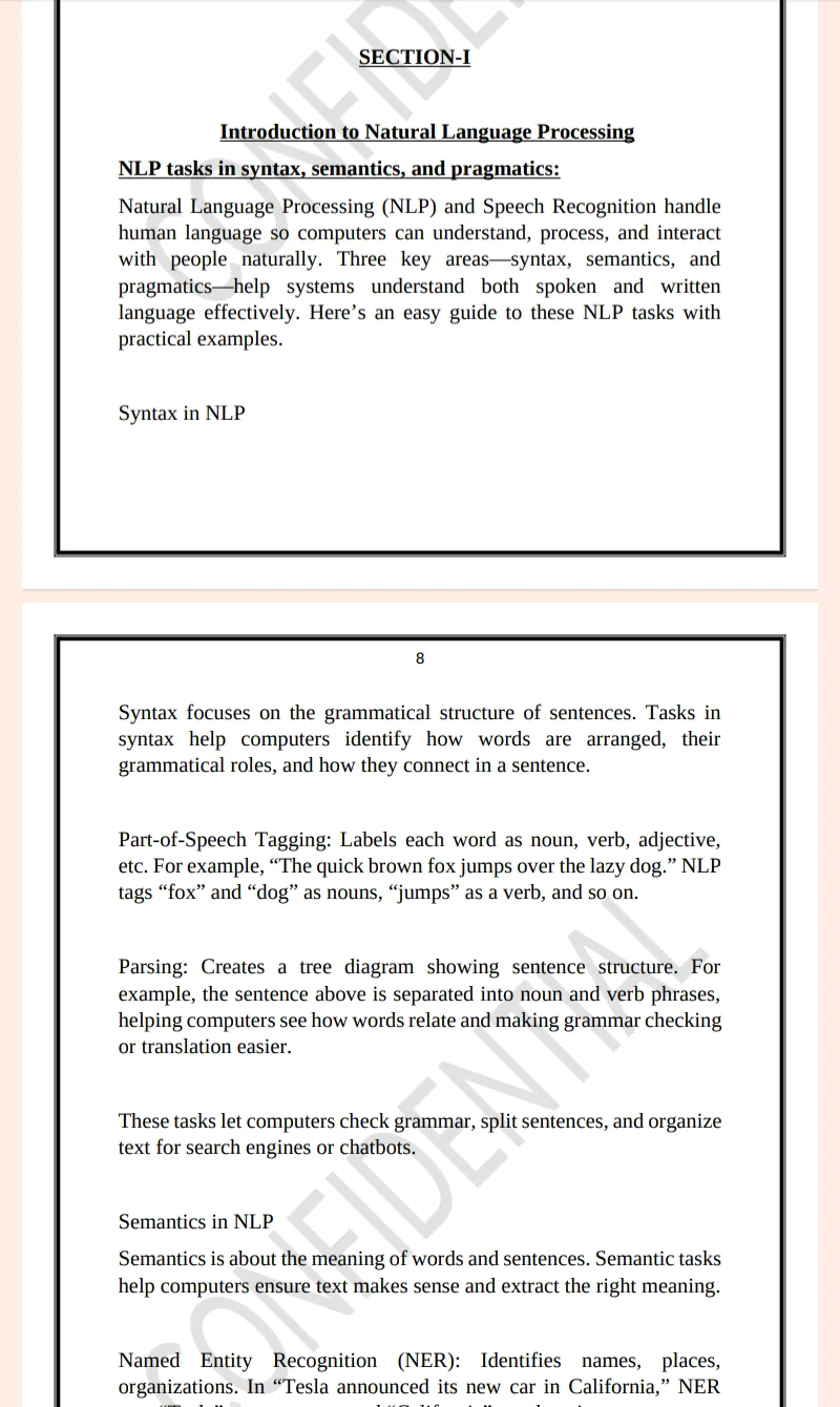 Maharshi Dayanand University | MCA 3rd Semester Natural Language & Speech Recognition Notes PDF - Image 7