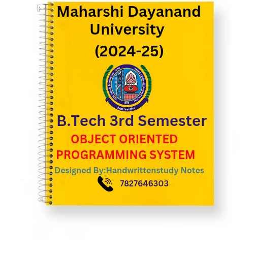 Maharshi Dayanand University | B.E/B.Tech 3rd Semester Object Oriented Programming Notes PDF