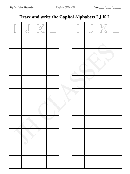 English Work Book Part - 1 (Capital Alphabets) PDF Download by Dr. Juber Hawaldar (JH) - Image 5