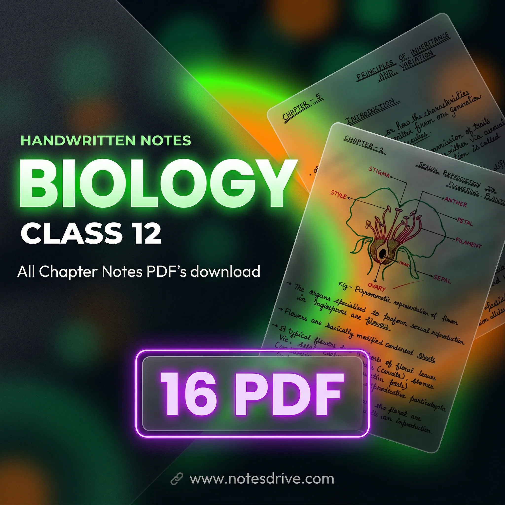Class 12 Biology all chapters handwritten notes free pdf download 2026-27