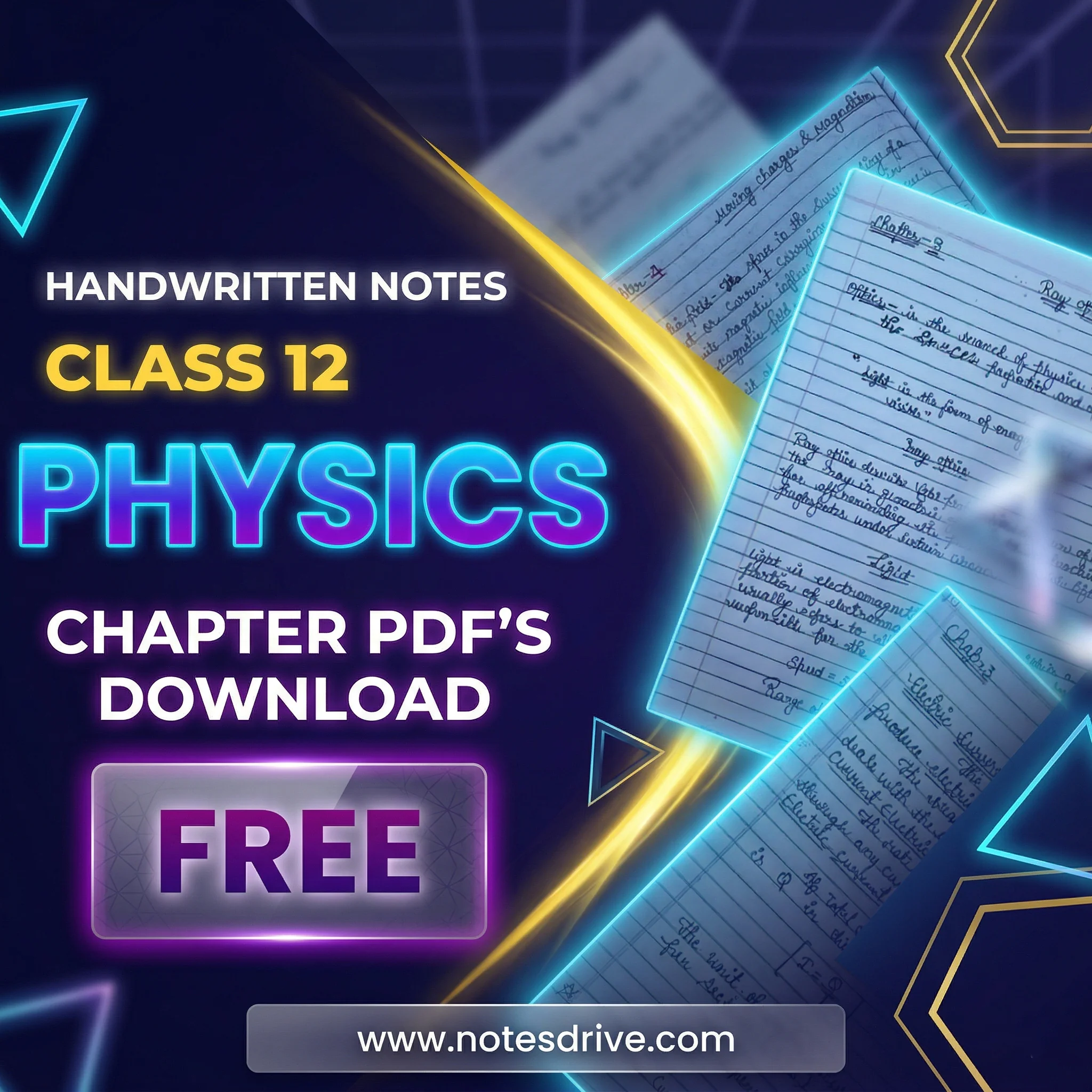 Class 12 Physics all chapters handwritten notes free pdf download 2026-27