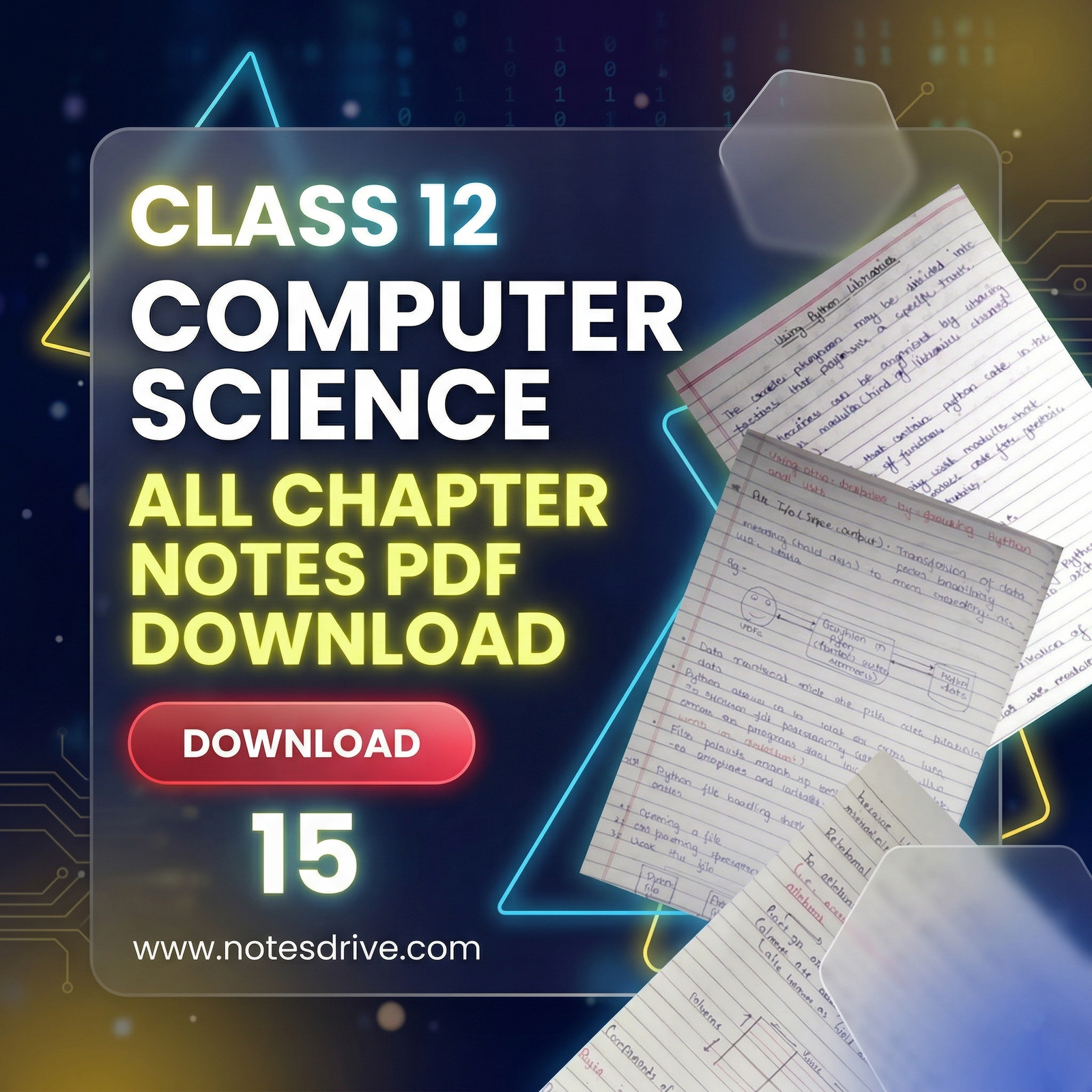 Class 12 computer science (pyhton) Handwritten notes free PDF download 2026-27