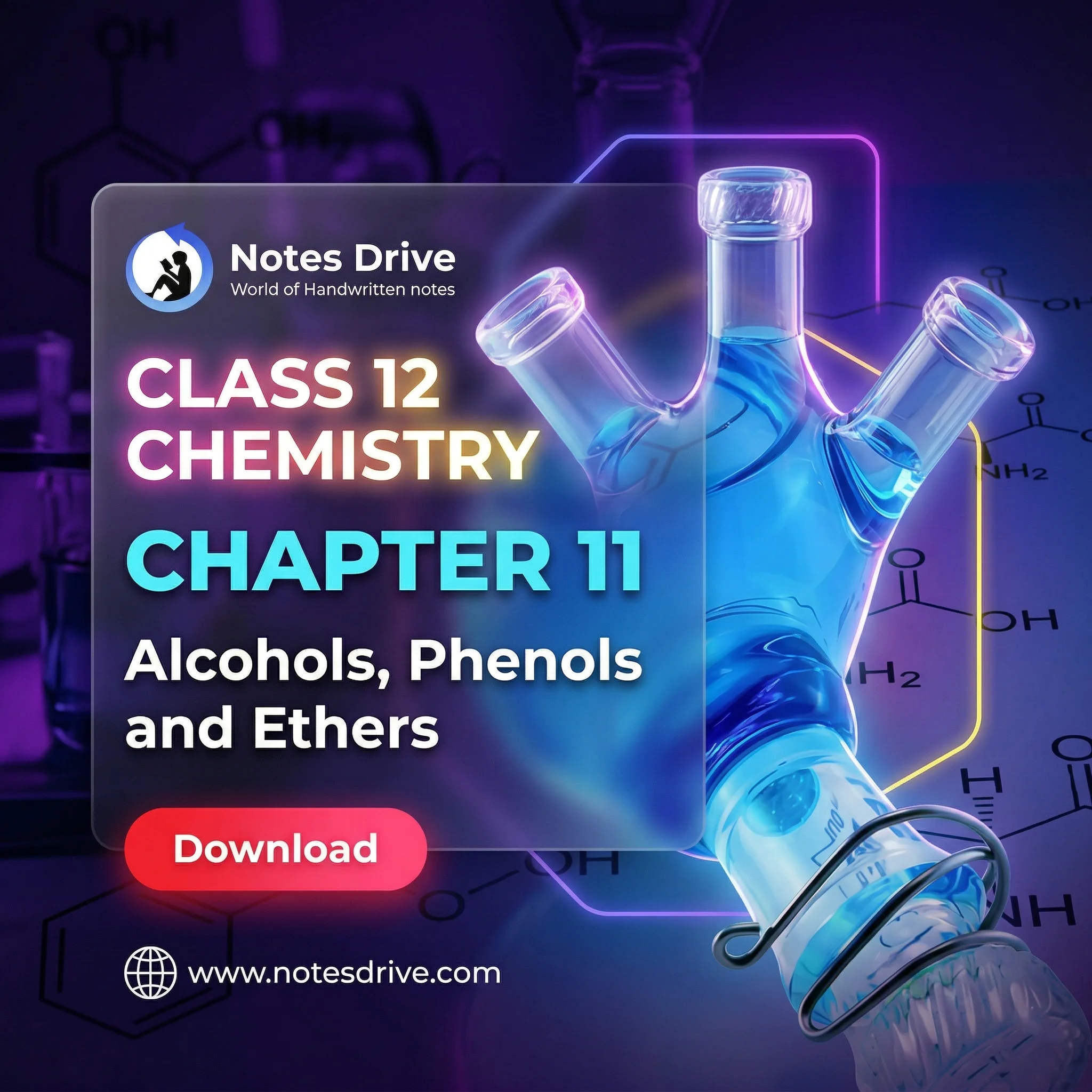 Class 12 Chemistry Chapter 11 Alcohols, Phenols and Ethers handwritten notes pdf download 2026-27