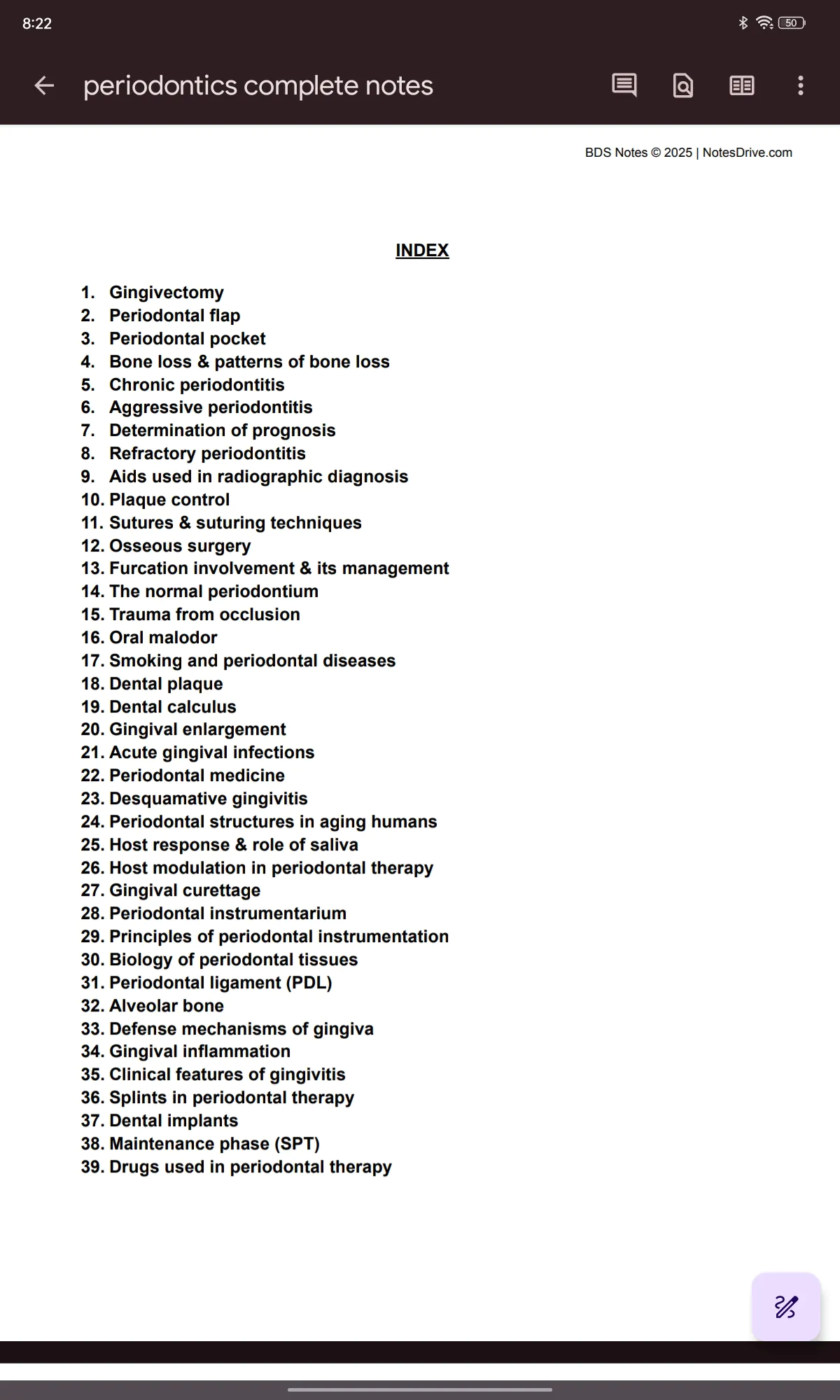 BDS final year COMPLETE PERIODONTICS typed notes for University exams (PDF) - Image 2