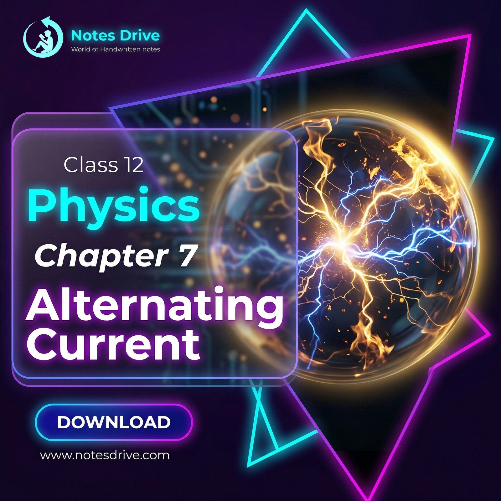 Class 12 Physics Chapter 7 Alternating Current handwritten notes pdf download 2027