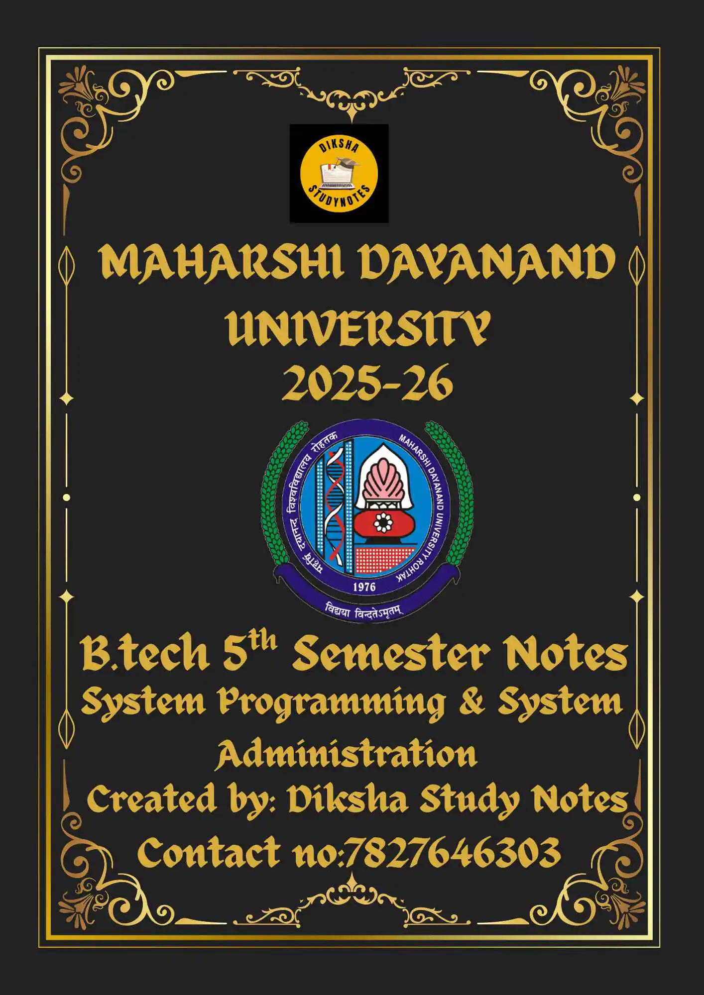 Maharshi Dayanand University | B.E/B.Tech 5th Semester System Programming and System Administration Notes PDF - Complete Printable Notes