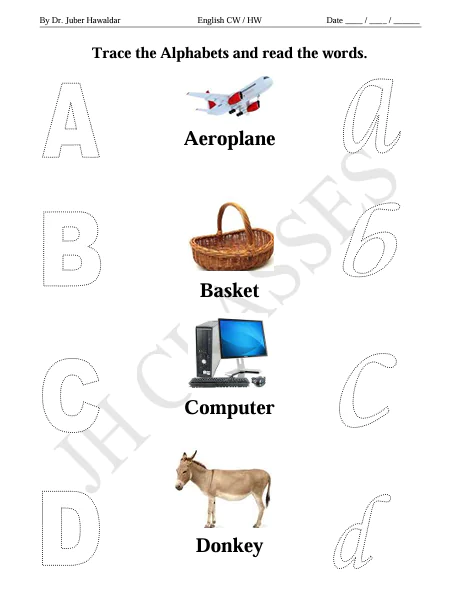 English Work Book Part - 3 (Capital & Small Alphabets) PDF Download by Dr. Juber Hawaldar (JH) - Image 2