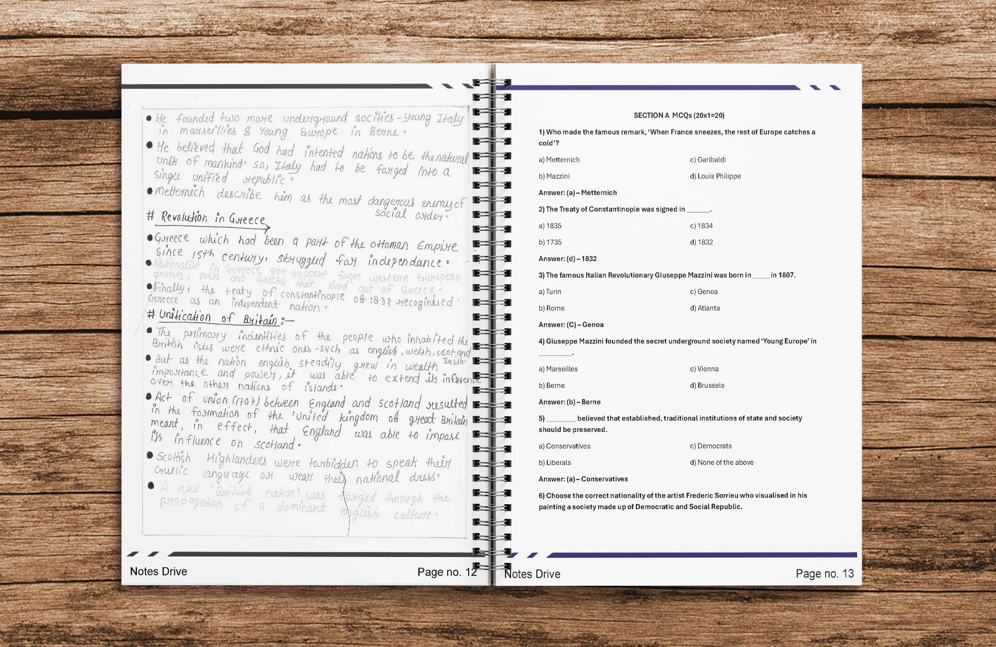 Class 10 History Handwritten Printed Notes (Wiro Bound) | Mind Maps & Chapter-wise Question Papers | CBSE Board Exam Preparation | Notes Drive - Image 2