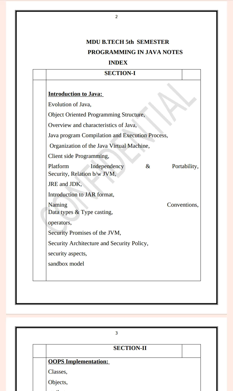 Maharshi Dayanand University | B.E/B.Tech 5th Semester Programming Language in Java Notes PDF - Complete Printable Notes - Image 2