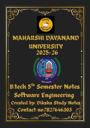 Maharshi Dayanand University | B.E/B.Tech 5th Semester Software Enginerring Notes PDF - Complete Printable Notes