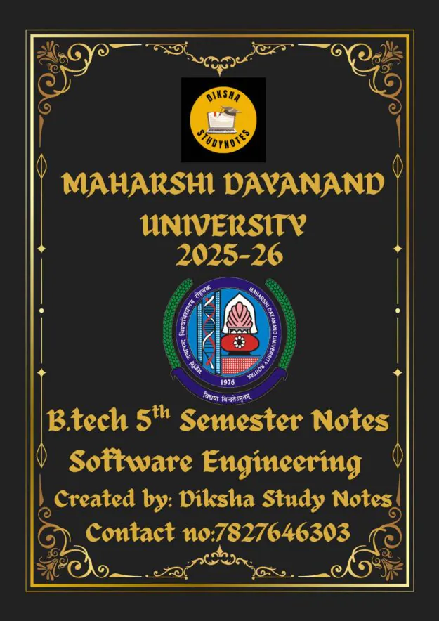 Maharshi Dayanand University | B.E/B.Tech 5th Semester Software Enginerring Notes PDF - Complete Printable Notes
