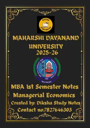 Maharshi Dayanand University | MBA(Regular) 1st Semester Managerial Economics Notes PDF - Complete Printable Notes Notes PDF - Complete Printable Notes