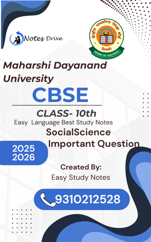 CBSE Class-10th Social Science Important Questions PDF