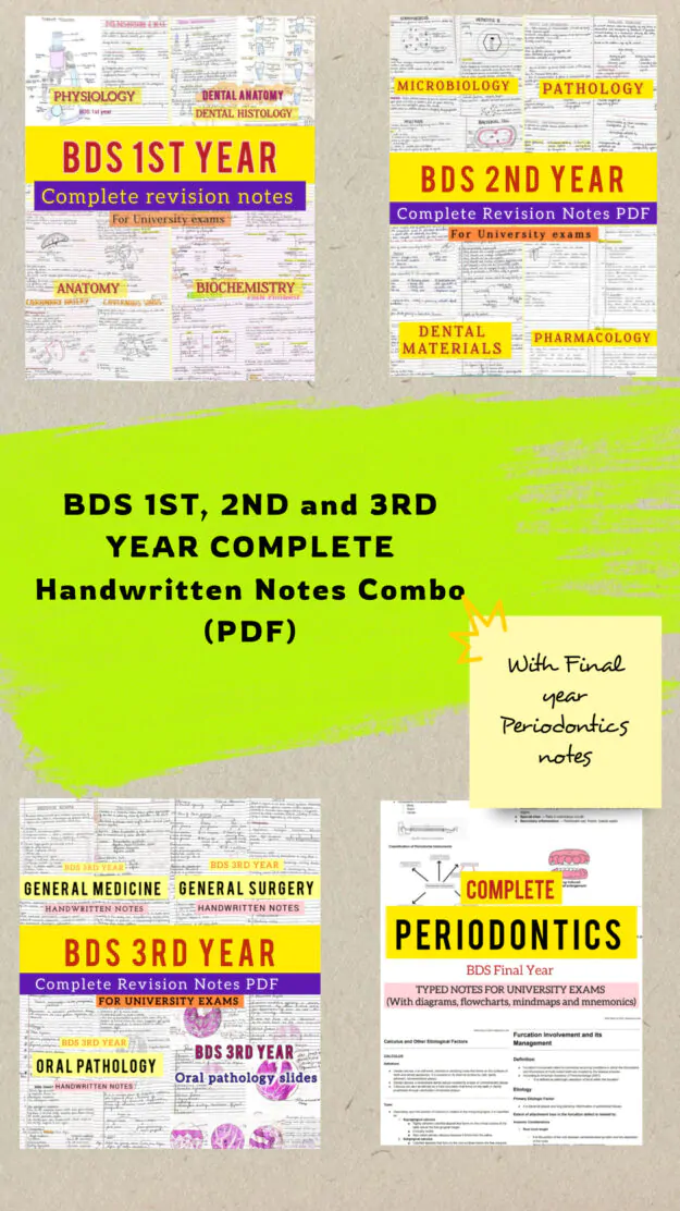 BDS 1st, 2nd and 3rd Year COMPLETE Handwritten Notes COMBO (PDF)
