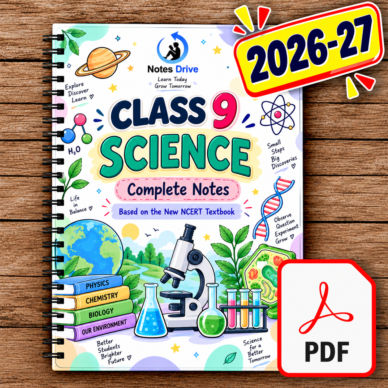 Class 9 Science Complete Notes 2026-27 | PDF Notes | New NCERT Textbook | Physics, Chemistry & Biology